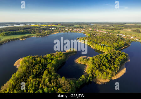 Aerial View, Krakow Lakes With Islands And Views Of Krakow Am See 