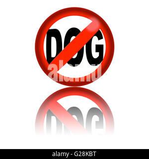 3D sphere no dog sign with reflection Stock Photo