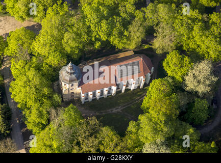 Aerial view, Castle Church Johanniterkirche on the castle island Mirow, Mirow, Mecklenburg Lake District, Mecklenburg-Vorpommern Stock Photo