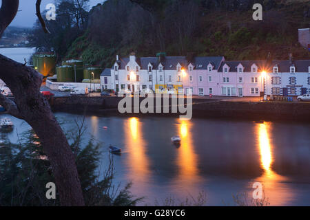 Colorful houses at Portree, Isle of Skye, Scotland at dawn Stock Photo