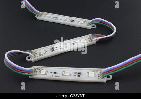 LED strip, on black background Stock Photo