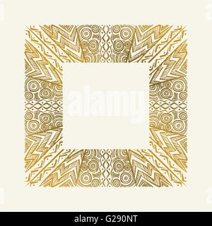 Vector hand drawn frame. Border is made with seamless pattern. Stock Vector