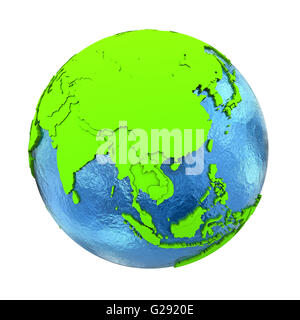 Southeast Asia on elegant green 3D model of planet Earth with realistic ...