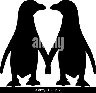 Penguin couple silhouette Stock Vector