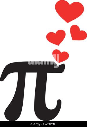 Pi with hearts love Stock Vector