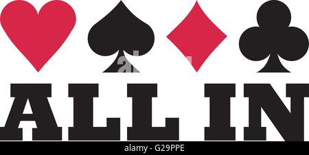 All in with playing cards suits Stock Vector