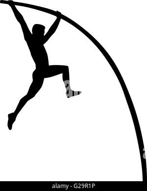 Pole vault silhouette Stock Vector