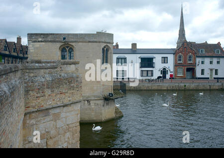 St Ives Bridge: 15th-century bridge over River Great Ouse in St Ives, Cambridgeshire Stock Photo