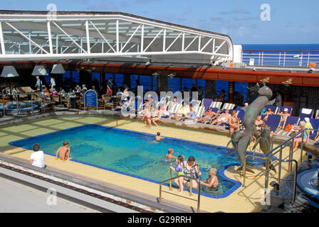 Open-air swimming pool on cruise liner Stock Photo