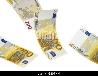 Two hundred euro bill isolated on white. Horizontal format Stock Photo