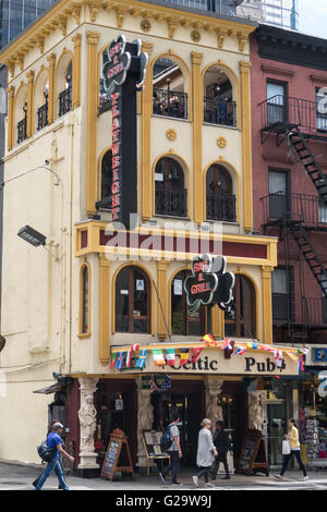 Facade and Signage, Playwright Celtic Pub, Bar and Grill, Times Square, NYC, USA Stock Photo
