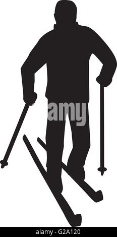 Man goes cross-country skiing Stock Vector
