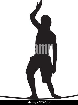 Slackline wire walker silhouette Stock Vector