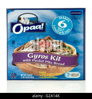 Winneconne, WI - 26 May 2016:  Box of Opaa gyro kit on an isolated background Stock Photo