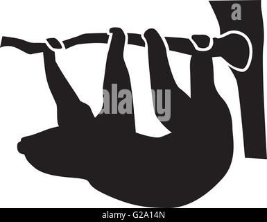 Sloth hanging from a branch in the tree Stock Vector