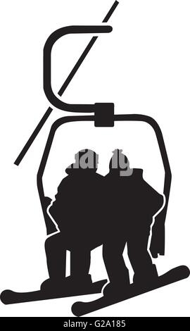 Snowboarder sitting in a chairlift Stock Vector