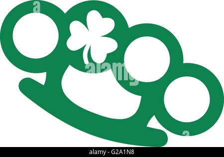 Green brass knuckles with stamped shamrock Stock Vector