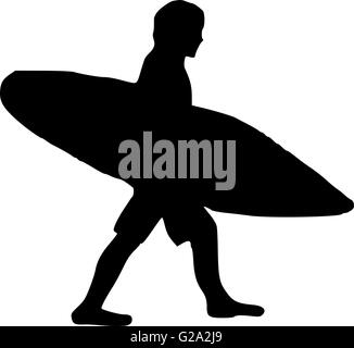 Surfer walking with his board Stock Vector