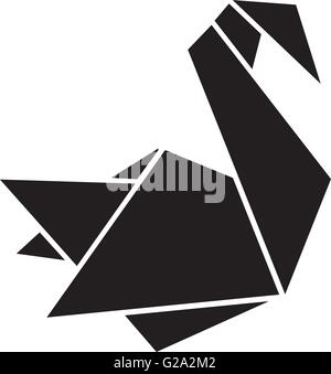 Folded paper swan origami Stock Vector