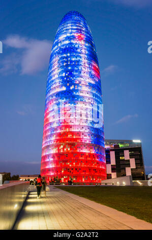 Torre Agbar, Modern Architecture, Barcelona, Spain Stock Photo