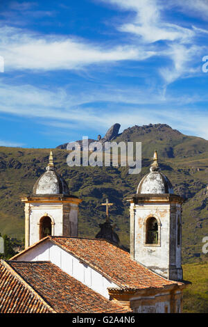View of Our Lady of Merces de Baixo Church, Ouro Preto (UNESCO World Heritage Site), Minas Gerais, Brazil Stock Photo