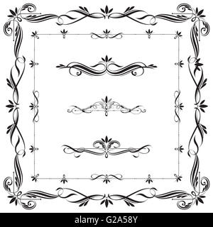 Set of Calligraphic Elements. This image is a vector illustration Stock ...