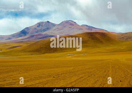 View of mountain and desert in Salar de Uyuni, Bolivia Stock Photo