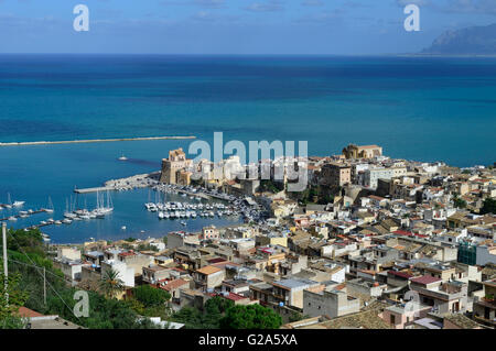 view over the town of Castellammare del Golfo Sicily Italy Stock Photo