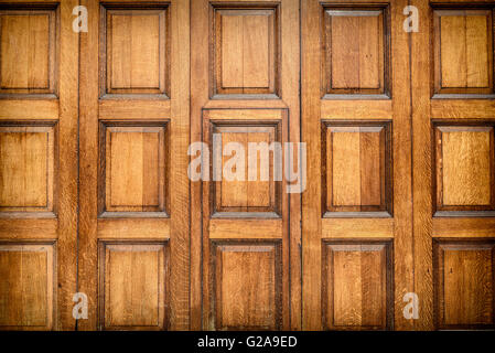 Decorative oak wood interior paneling. Stock Photo