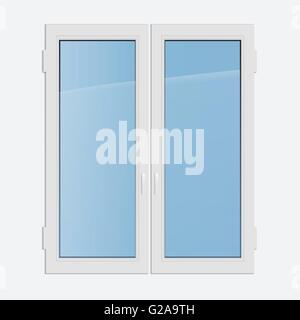 Vector illustration double casement plastic window Stock Vector