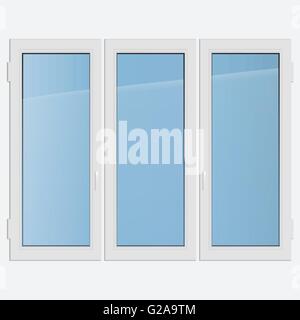 Vector illustration triple casement plastic window Stock Vector