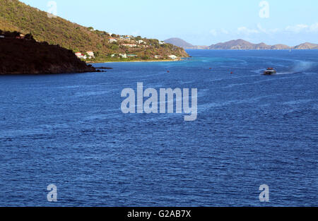 islands of British Virgin Islands, from Road Town, Tortola harbour, BVI Caribbean Stock Photo