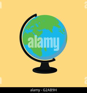globe single isolated with yellow background flat vector Stock Vector