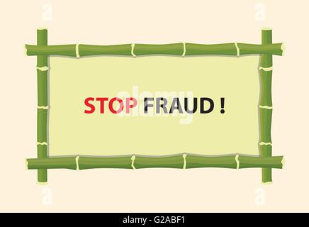 stop fraud text with red text and bamboo board vector graphic illustration Stock Vector