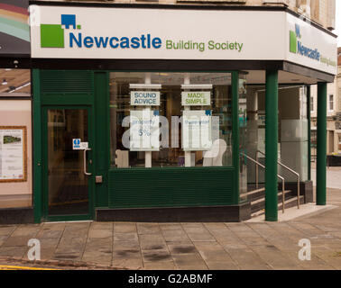 A view of the exterior frontage of the Newcastle Building Society branch in Skinnergate,Darlington Stock Photo