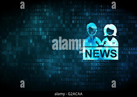 News concept: Anchorman on digital background Stock Photo