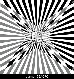 Checkered pattern with "fisheye" distortion. Monochrome texture with squares. Stock Vector