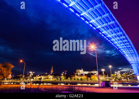 Old architecture of Szczecin at night Szczecin, West Pomeranian, Poland Stock Photo