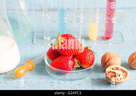 Food allergy and research in the lab closeup Stock Photo