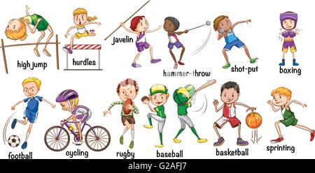 Men and women doing different sports illustration Stock Vector