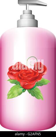 Pink bottle with pump illustration Stock Vector