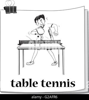 Man playing table tennis on table illustration Stock Vector
