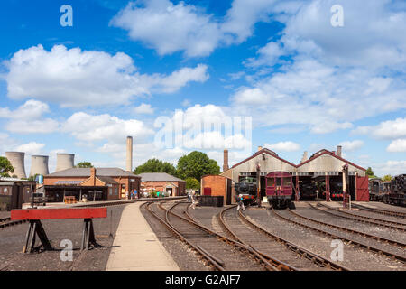 A view of the steam shed and offices at the Didcot Railway Centre, Oxfordshire, England, UK