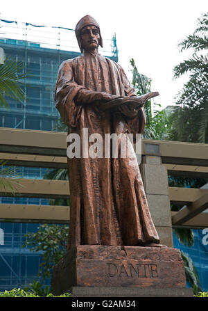 Bronze life sized statue of Dante Alighieri in Parkview Square Building Singapore Stock Photo