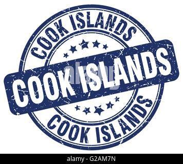 Cook Islands Letters Cook Islands round rubber stamp with island map. Vintage red passport ...