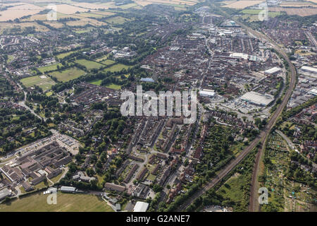 An aerial view of the Lincolnshire town of Grantham Stock Photo
