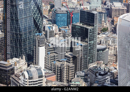 An aerial view of the Lloyds Building in the City of London Stock Photo