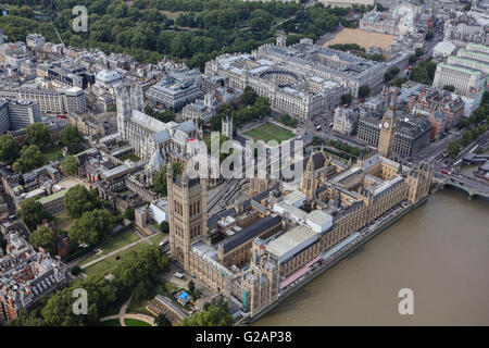 An aerial view of Westminster and the Houses of Parliament, London Stock Photo