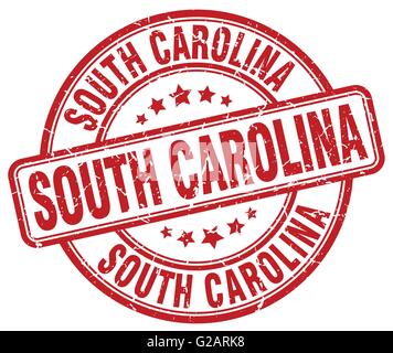 South Carolina round rubber stamp with us state map. Vintage red ...