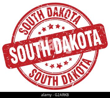 South Dakota round rubber stamp with us state map. Vintage red passport ...